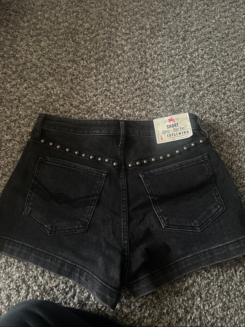 Idyllwind Black Studded High-Rise Denim Shorts NWT